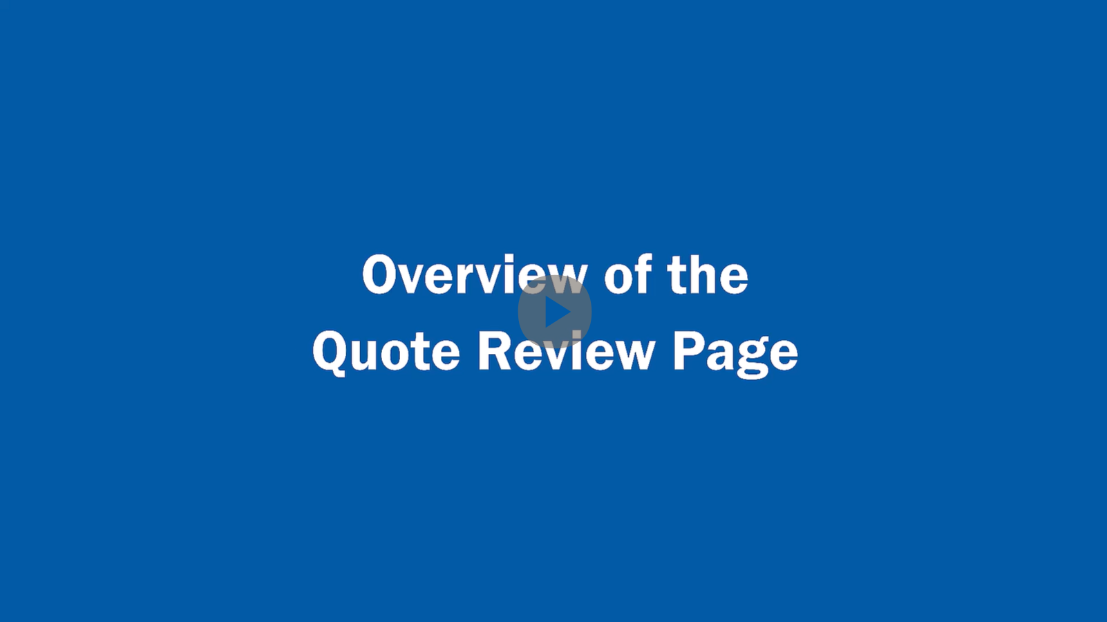 Overview of the Quote Review Page (GL)